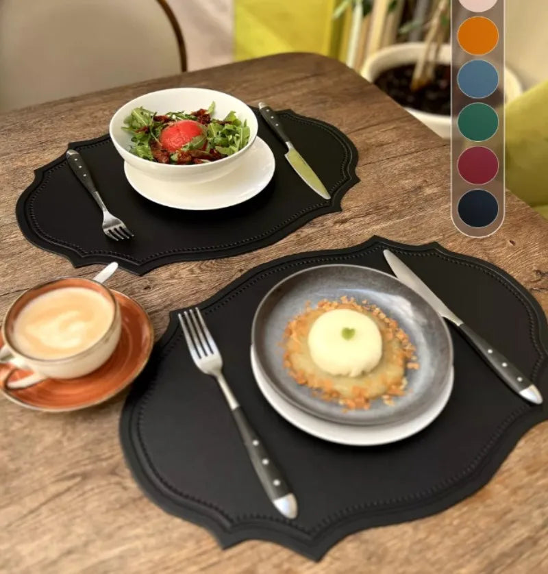 Irregular Faux Leather Placemats Set for Dining Table, 1–6 Pcs