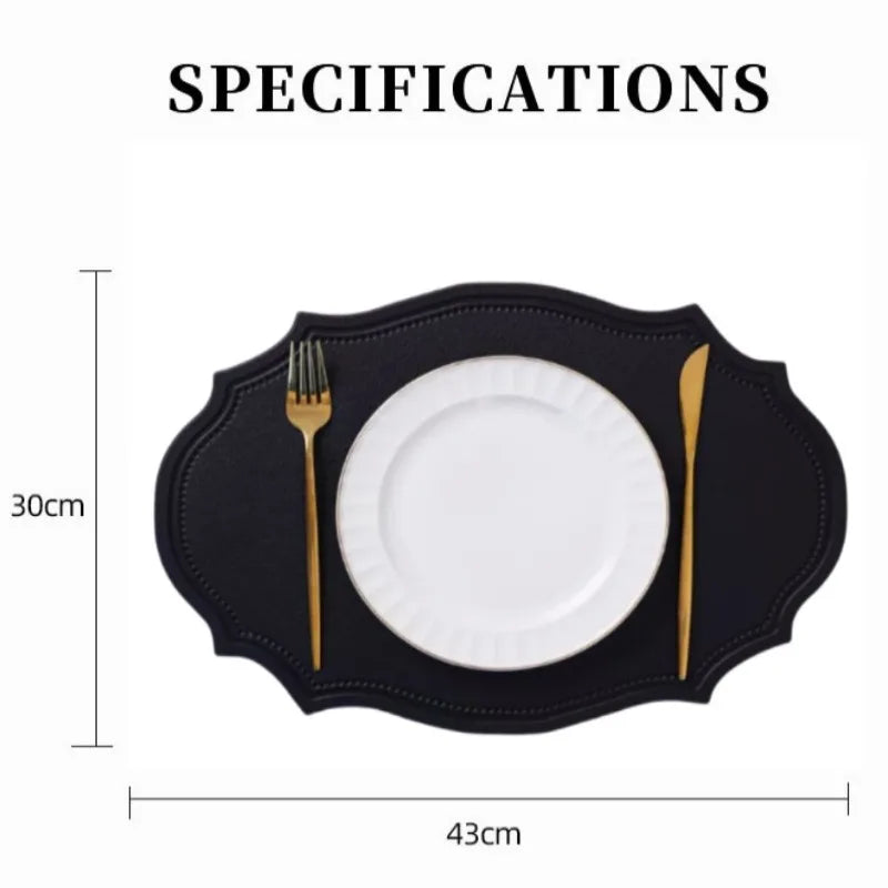 Irregular Faux Leather Placemats Set for Dining Table, 1–6 Pcs