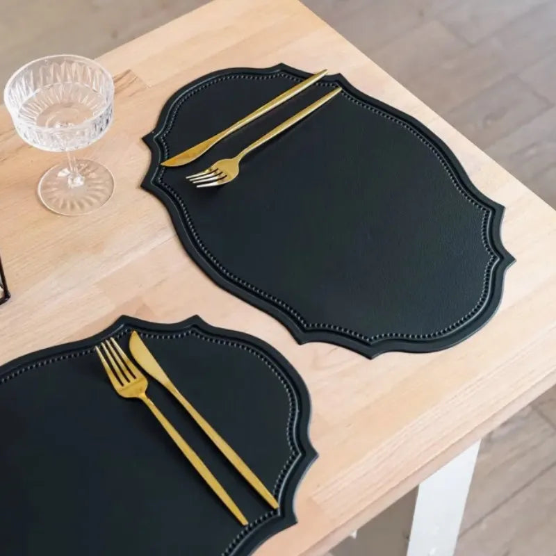Irregular Faux Leather Placemats Set for Dining Table, 1–6 Pcs