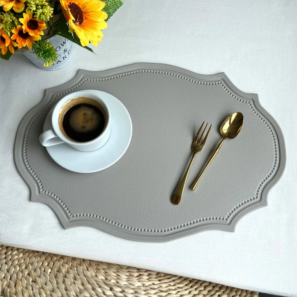 Irregular Faux Leather Placemats Set for Dining Table, 1–6 Pcs