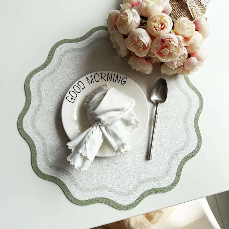 Decorative faux leather placemat for kitchen table