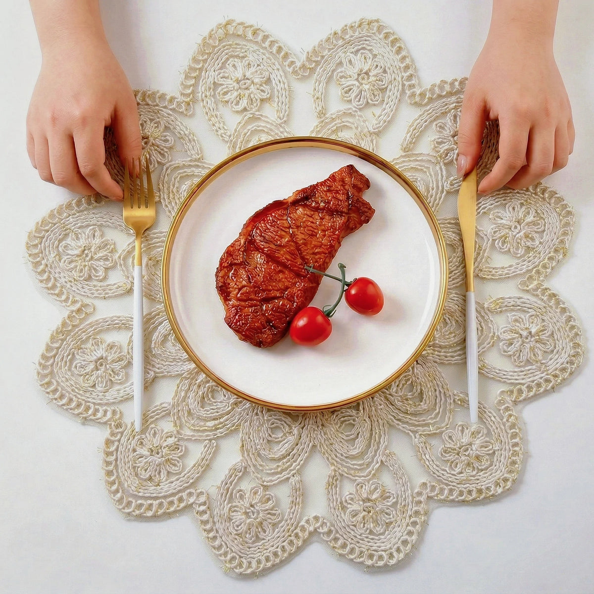 Elegant beige placemat for dining table