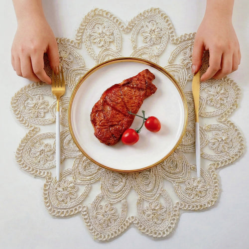 Elegant beige placemat for dining table