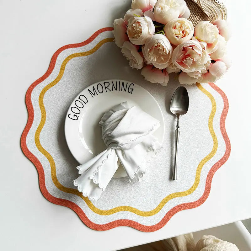 Faux leather floral placemat for dining table