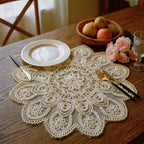 Floral woven placemat with gold thread