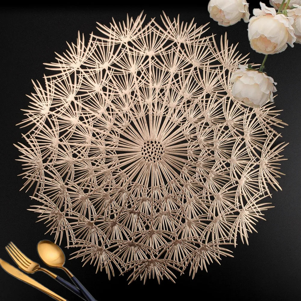 Gold hollow leaf dining table placemat