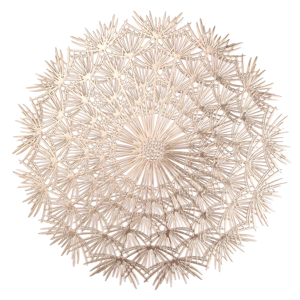 Metallic round placemat for holiday table setting