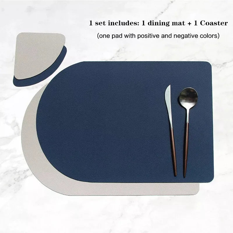Non-slip leather dining table placemat
