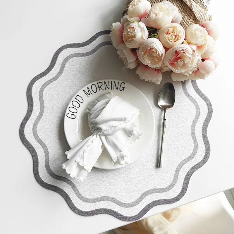 PU leather flower-shaped placemat