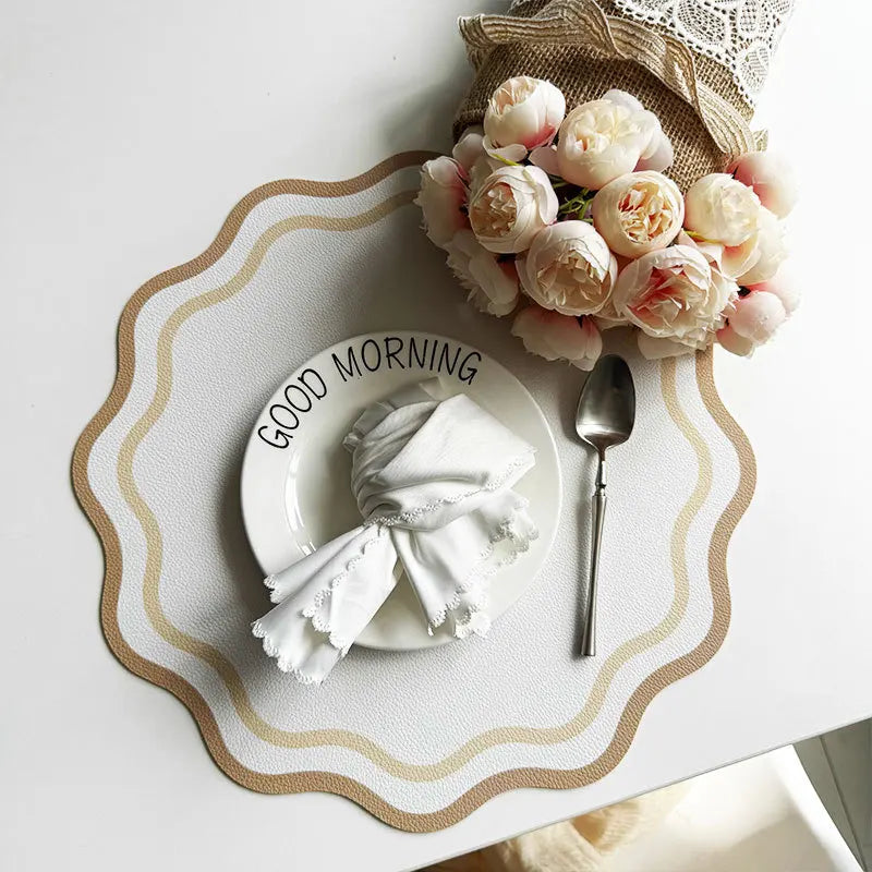 Reversible faux leather dining table placemat
