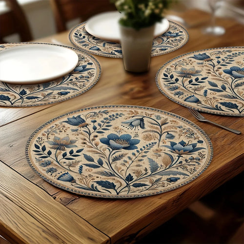 Round floral placemats for dining table