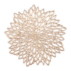 Round gold floral PVC placemat for dining table