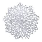 Round silver floral PVC placemat for dining table