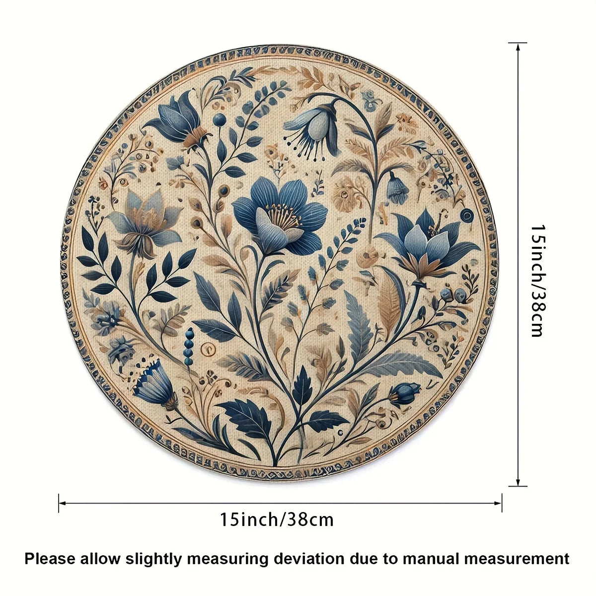 Set of 4 round floral placemats