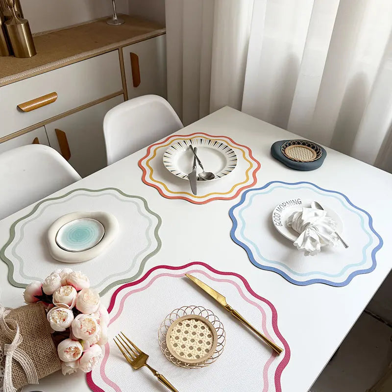 Washable PU leather placemat for dining table