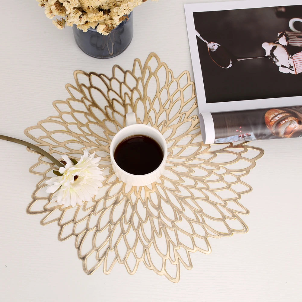Washable floral round placemats for dining table decor