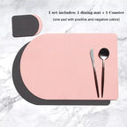 Waterproof leather placemat with coaster